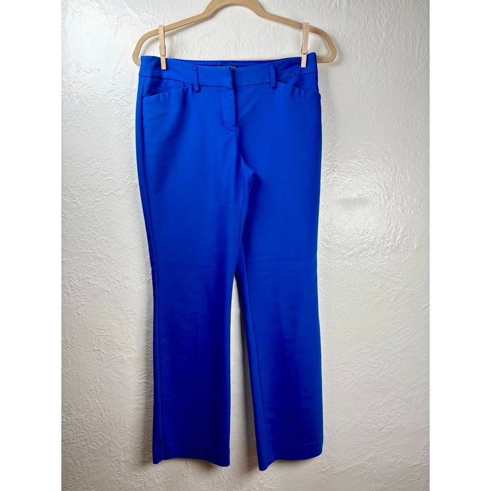 Express Editor Pants Women 4S Royal Blue Straight Leg Mid Rise Stretch Workwear
